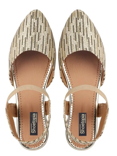 Stylestry Golden Women Flat Mules Bellies Sandals