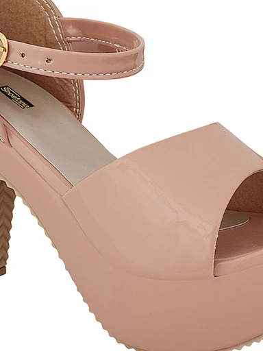 Stylestry Womens & Girls Peach Solid Heels