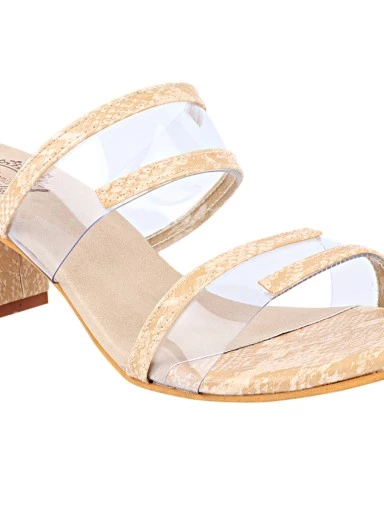 Stylestry Beige Printed Block Sandals