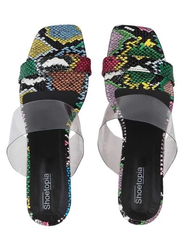 Stylestry Womens & Girls Black Animal Print Block Heels