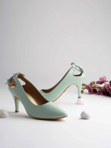 Stylestry Womens & Girls Green Stiletto Heeled Solid Mules