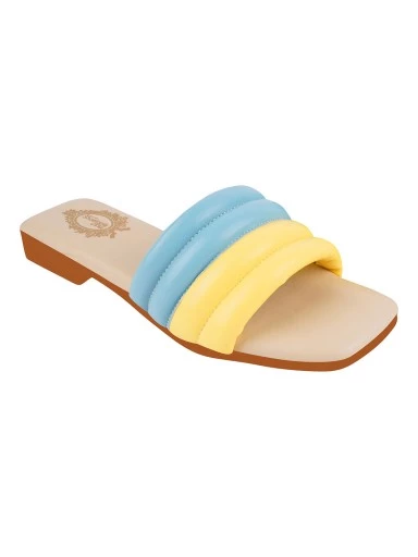 Stylestry Casual Trendy Party Wear Stylish Women & Girls Stripped Yellow Slip-On Flats