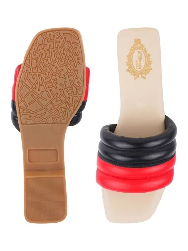 Stylestry Casual Trendy Party Wear Stylish Women & Girls Stripped Red Slip-On Flats