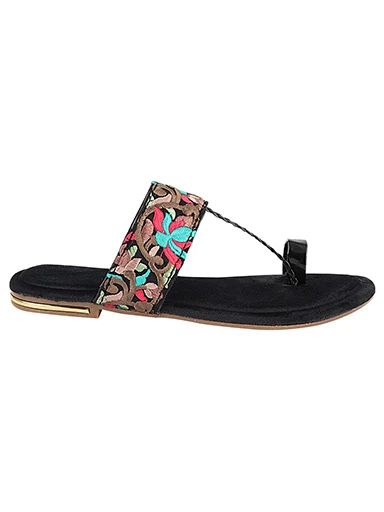 Stylestry Womens & Girls Black Woven Design One Toe Flats