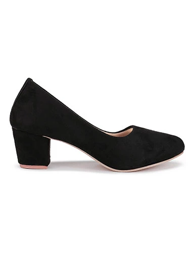 Stylestry Women's & Girl's Black Suede Block Pumps