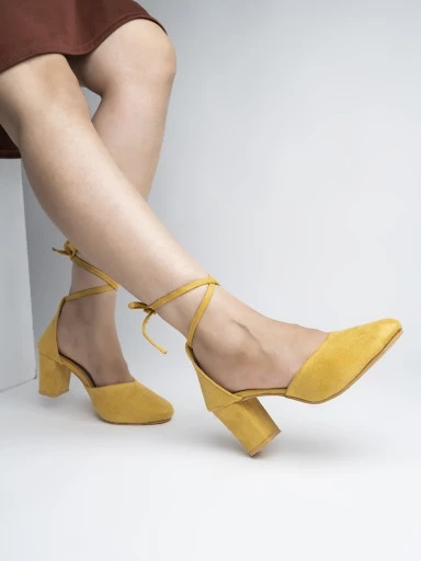 Stylestry Womens & Girls Yellow Solid Pumps Block Heels Sandals