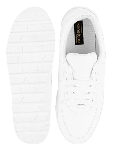 Stylestry Women White Solid Suede Heeled Sneakers