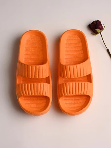 Stylestry Women Orange Solid Slides