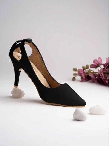Stylestry Womens & Girls Black Stiletto Heeled Solid Mules