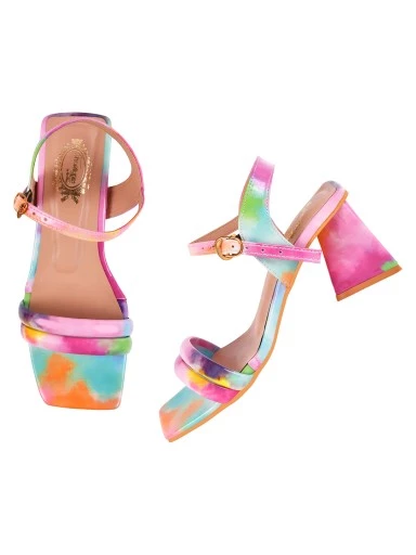Stylestry Women & Girls Pink Printed Block Heels
