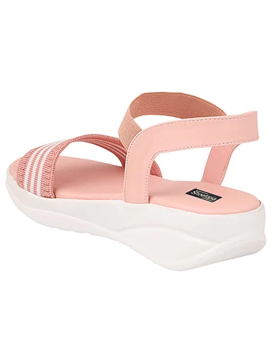 Stylestry Womens & Girls Pink Woven Design Flatforms