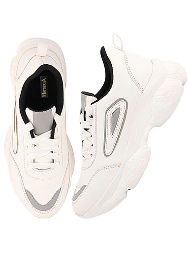 Stylestry Womens & Girls White Lace Up Stylish Casual Sneakers Shoes