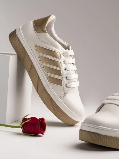 Stylestry Womens & Girls Lace-Up White Casual Sneakers
