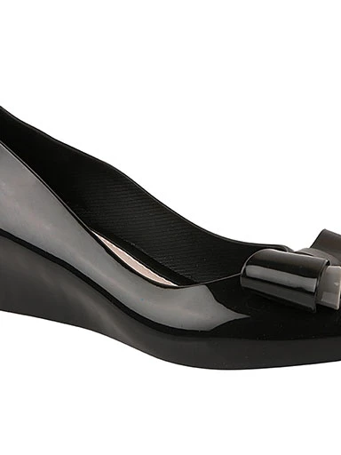 Stylestry Women's & Girl's Black Wedge Pumps with Bows