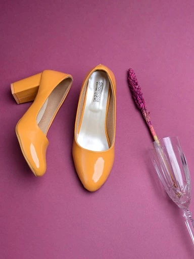 Stylestry Women's & Girl's Yellow Solid Pumps Block Heels