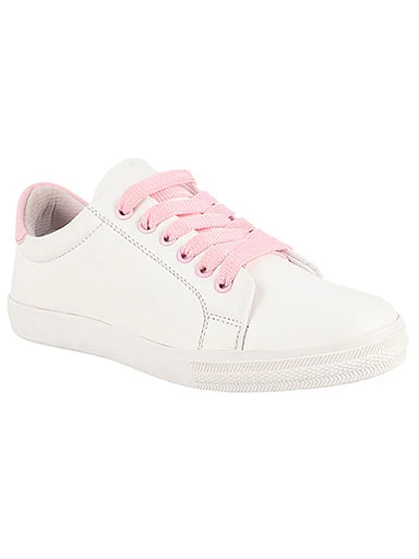 Stylestry Womens & Girls White Lace Up Trending Casual Sneakers