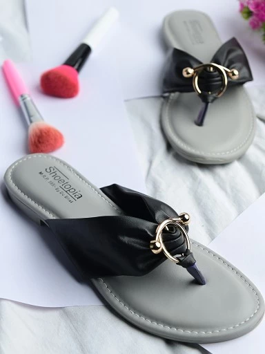 Stylestry Womens & Girls Black Flats T-Strap Flats