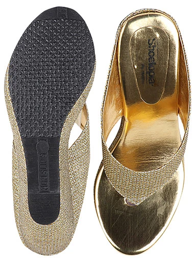 Stylestry Women's & Girl's Gold-Toned Embellished Wedges