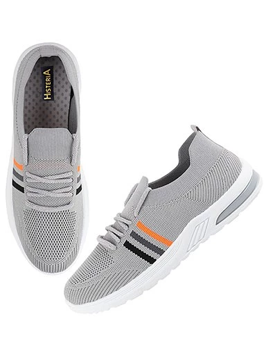 Stylestry Womens & Girls Grey Lace Up Casual Walking Shoes