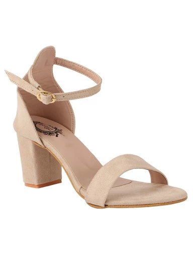 Stylestry Women & Girls BEIGE Solid Block Heels