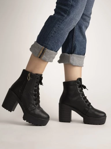 Girls lace up black boots sale