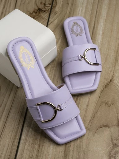 Stylestry Women Purple Open Toe Flats