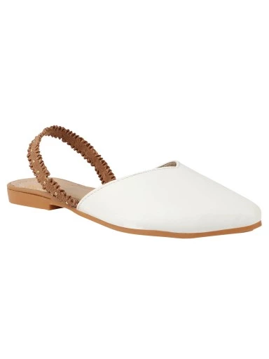 Stylestry Women White Mojaris Flats