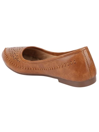 Stylestry Women Tan Ballerinas with Laser Cuts Flats