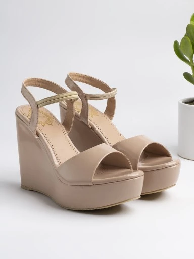 Stylestry Women's & Girl's Beige Platform Wedges Heels