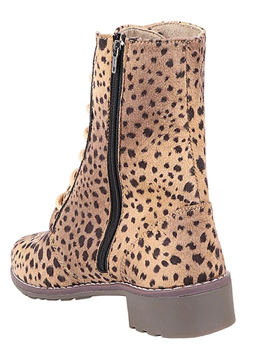 Stylestry Womens & Girls Leopard Print High Top Tan Heeled Boots