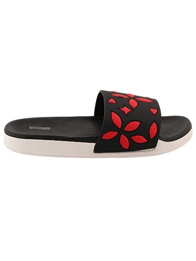Stylestry Women Black & Red Printed Sliders