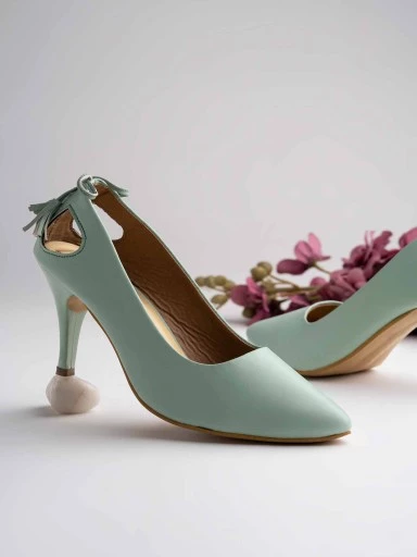 Stylestry Womens & Girls Green Stiletto Heeled Solid Mules