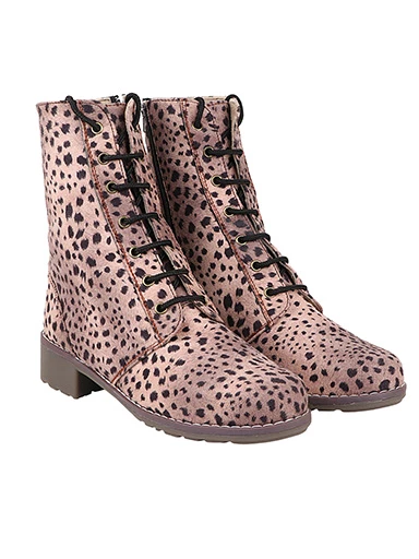 Stylestry Womens & Girls Leopard Print High Top Pink Heeled Boots