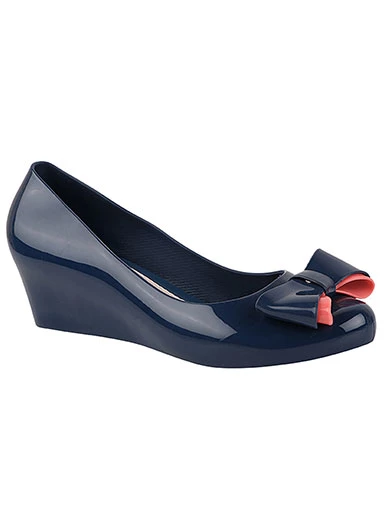 Stylestry Women's & Girl's Blue Wedge Pumps with Bows