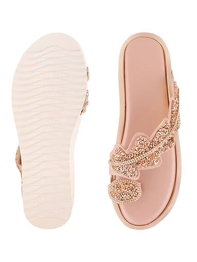 Stylestry Women's & Girl's Copper Toned Embellished Platform Wedges