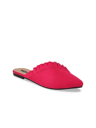 Stylestry Womens & Girls Red Solid Velvet Mules