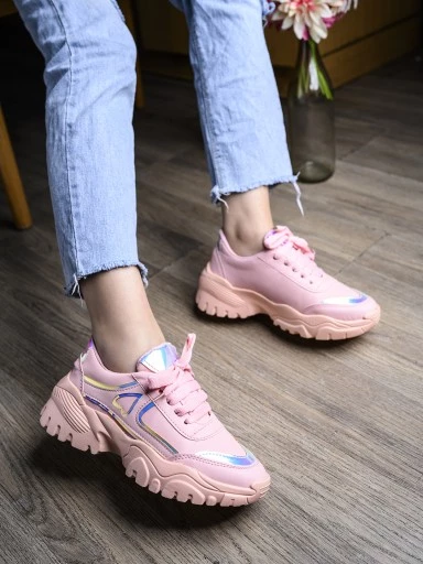 Stylestry Women Pink Mesh Walking Shoes