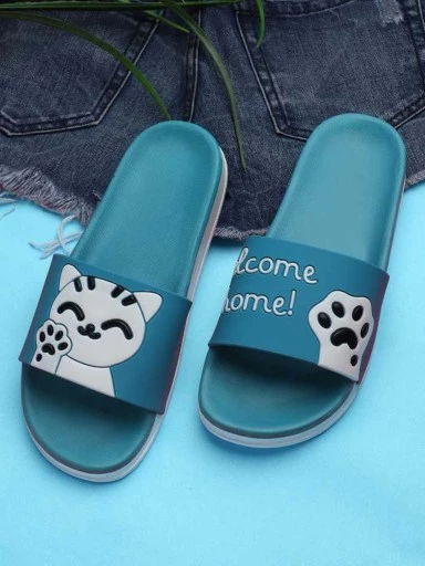 Stylestry Women Blue & White Printed Sliders