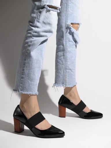 Stylestry Women Black Block Pumps