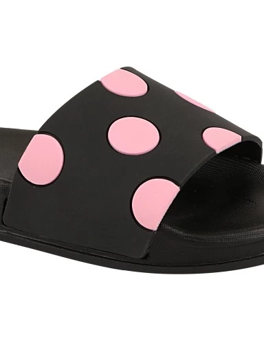 Stylestry Women Black Printed Slider Flip flops