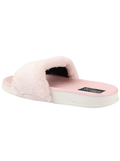 Stylestry Women Pink Fur Detail Open Toe Flats