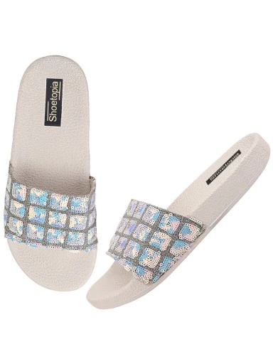 Stylestry White Slip On Stylish Slider