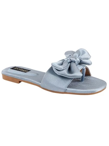 Stylestry Women Blue Open Toe Flats with Bows