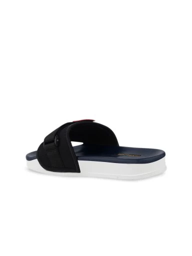 Stylestry Women Blue Buckle Sliders