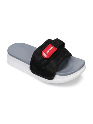 Stylestry Women Grey Buckle Sliders