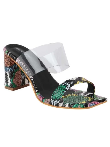 Stylestry Womens & Girls Black Animal Print Block Heels