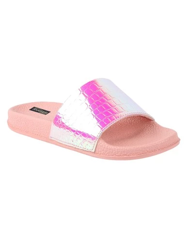 Stylestry Women & Girls Embellished Pink Sliders