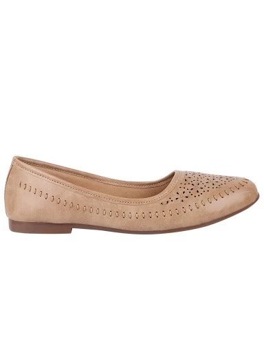 Stylestry Women Peach-Coloured Ballerinas with Laser Cuts Flats