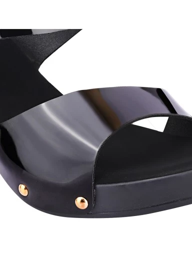 Stylestry Womens & Girls Black Backstrap Solid Block Heels Sandals