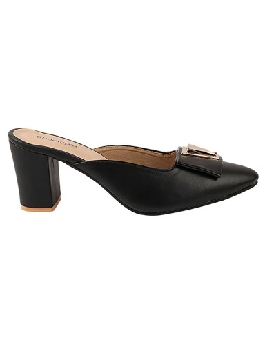Stylestry Womens & Girls Black Solid Block Mules